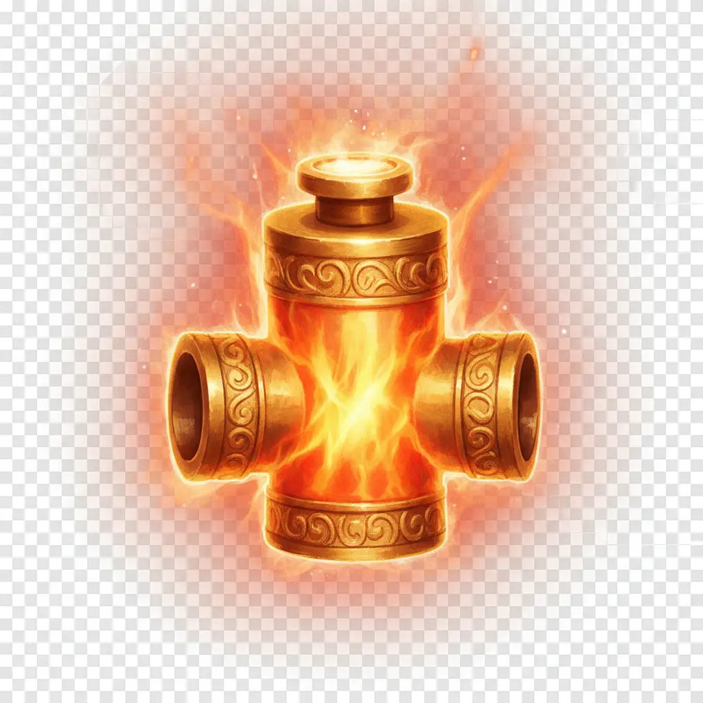 A small glowing thermal release valve